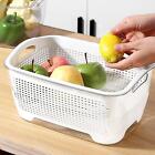 Kitchen Colander Strainer Bowl Set, Fruit Vegetable Washing Basket, Double Layer