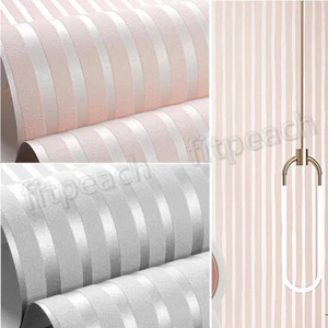 Light Pink Wallpaper for Bedroom Vertical Stripes Shimmer Embossed Home Decor·UK - Picture 1 of 117