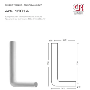 TUBO DI SCARICO PER CASSETTA WC ESTERNA ZAINO COLORE BIANCO Ø 50 mm X Ø 40 mm - Foto 1 di 4