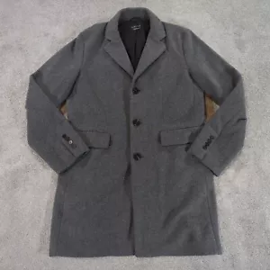 Zara Coat Mens XL Grey Fleece Single Breasted Overcoat Jacket Lined Trench Soft - Picture 1 of 10