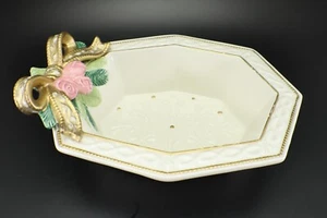 Fitz & Floyd Winter Rose DECORATIVE BOWL Octagonal Floral Holiday Retired - Picture 1 of 10