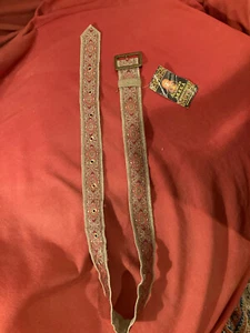 Woven Fabric Belt, Reversible, Bronze Color Buckle, Multi-Color Lavka Russia 47” - Foto 1 di 7