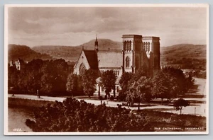 RPPC Inverness Scotland UK Episcopal Cathedral and River Ness Unposted Postcard - Picture 1 of 3