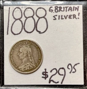 1888 Great Britain Victoria 6 Pence Silver World Coin. ENN Coins - Picture 1 of 3