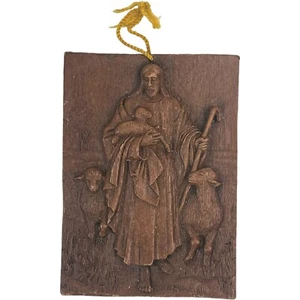 Pannello artistico vintage 1945 legno pressato Gesù i lotti sono il nostro pastore religioso - Foto 1 di 9