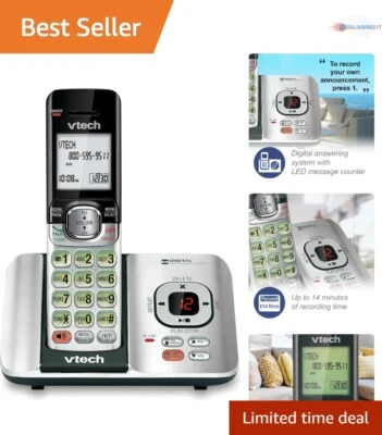 Telefone sem fio plástico 1 aparelho sistema de atendimento digital identificador de chamadas mãos-livres - Imagem 1 de 4