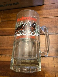 Vintage 1989 Budweiser Clydesdales Anheuser-Busch Glass Beer Stein Mug - Picture 1 of 6