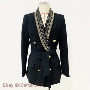 Womens Occident Shawl Collar Suit Jacket Blazer Double Breasted Mid Long Coat Sz - Picture 1 of 16