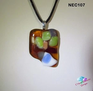 Wispy Multi Colored Handmade Stained Glass Mosaic Necklace NEC107 - Picture 1 of 4