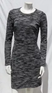 FIFTEEN TWENTY USA M L Black White Space Dye Stretch Knit Long Sleeves Dress EUC - Picture 1 of 6