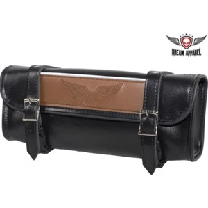 Motorcycle Tool Bag Eagle Embossed, Black 10/12" - Universal Pouch Biker Storage - Picture 1 of 7