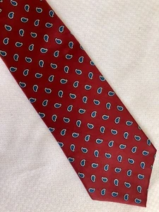 Vintage Hardy Amies London Red & Blue Paisley Silk Necktie - Picture 1 of 3