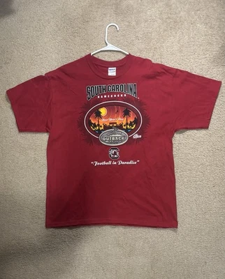 South Carolina Gamecocks Outback Bowl 2009 T Shirt XL Red Gildan College - Image 1 of 4