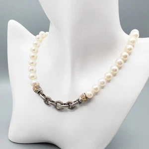 Judith Ripka JR ZWEI Perlen & Sterling Donut Halskette Diamant 18k Akzente - Bild 1 von 13