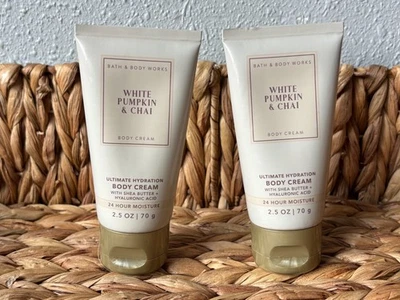 2 New Bath & Body Works WHITE PUMPKIN & CHAI Mini Travel Size Body Cream 2.5 oz - Image 1 of 3