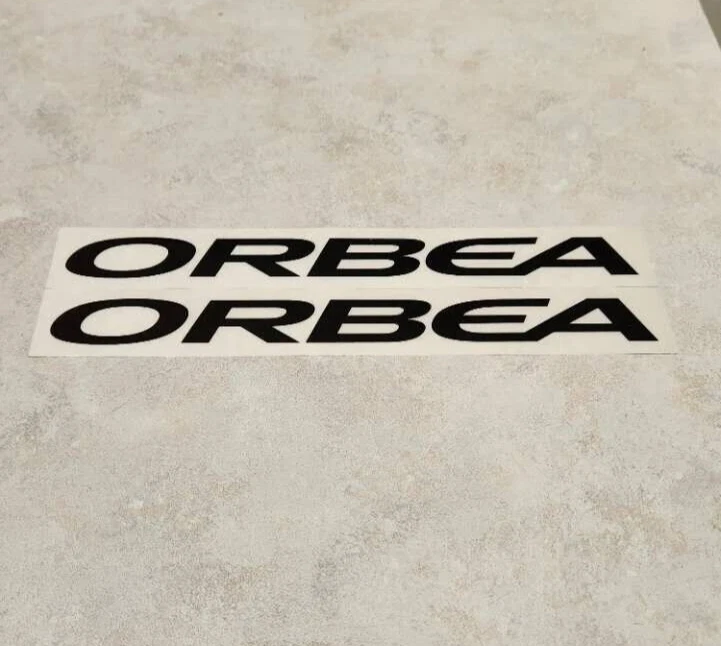 Orbea 10x1.5 英寸预切黑色透明高品质防风雨贴纸 2 件 — 第 1/1 张图片