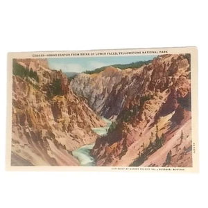 Grand Canyon Lower Falls Yellowstone Park cartolina vintage souvenir lino - Foto 1 di 2