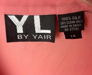 2 Pc Set VTG Y L BY YAIR 100% SILK Dress & Matching Blouse 14 Pink Career Office - Picture 1 of 20