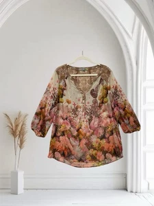 Anthropologie Figueroa & Flower Top Women’s 1X Sheer Floral Boho Summer - Picture 1 of 22