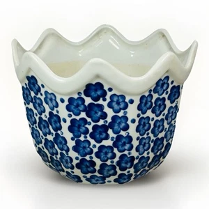 Vtg Chinese Blue & White Chinoiserie Jardiniere Planter Ceramic Flower Pot - Picture 1 of 3