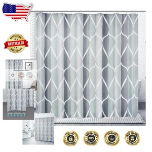 Moderno Juego de Cortinas de Ducha Impermeables de Secado Rápido - Diseño Geométrico Gris, 72x60 - Imagen 1 de 8