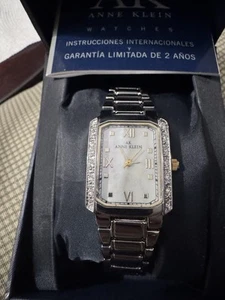 Anne Klein Women's MOP Dial Quartz Watch Swarovski Crystals 10/9609- New Battery - Picture 1 of 8