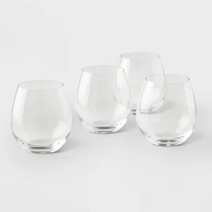 Threshold Signature Crystal Red Wine Glasses Set of 4 Stemless Glasses 19.2oz - Picture 1 of 3