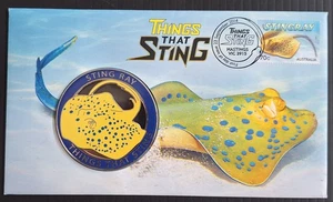 2014 Australia Things That Sting : Stingray PNC with medallion & 70c stamp - Picture 1 of 3