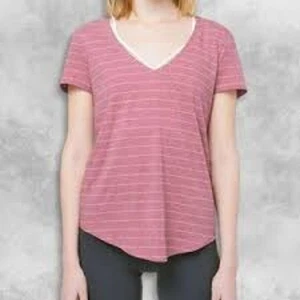 Lululemon NWOT Love Tee V-Neck Pink Striped Knit Top - Size Small - Picture 1 of 6