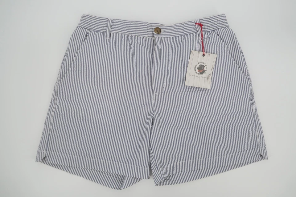 Pantalones Cortos Southern Proper Para Hombre XL Seersucker Azul Blanco Rayas Chino Nuevos con Etiquetas Foto 1 de 4