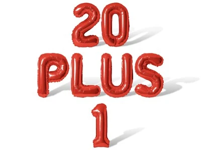 Баннер с воздушным шаром 20 PLUS 1 буква — украшения для вечеринки на 21-й день рождения — 21 год - Изображение 1 из 4