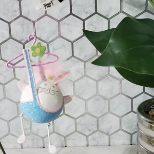Pier 1 Easter Glitter Hanging Swimsuit Bunny Ornament - Picture 1 of 12