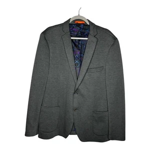 Tallia Sport Coat Mens 46R Gray Knit Stretch Two Button Blazer Paisley Lined - Picture 1 of 12