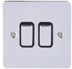 Schneider GET Ultimate Interruttore a piastra piastra piastra piatta 2G 2W cromato lucido GU1222BPC - Foto 1 di 1