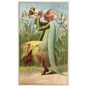 Bufford’s Vegetable Cards No. 790-4 FRIDGE MAGNET 1887 Corn A Corn-et Dance - Picture 1 of 7