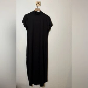 Lexington Avenue Women’s Short Sleeve High Neck Black Basic Maxi Dress size L - Picture 1 of 7
