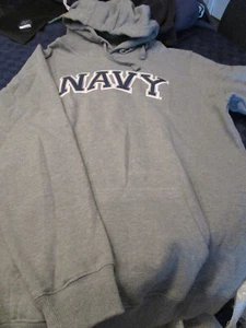 NEW USNA US NAVY NAVAL ACADEMY MENS HOODED SWEATSHIRT GRAY XL - Picture 1 of 2