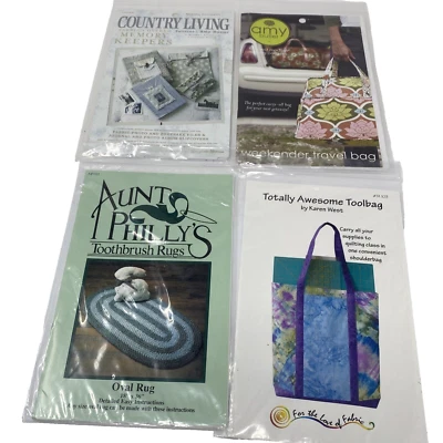 Lot of 4 Quilting Accessories Patterns NEW, Rugs, Travel Bag, Tote Bag - Image 1 of 4