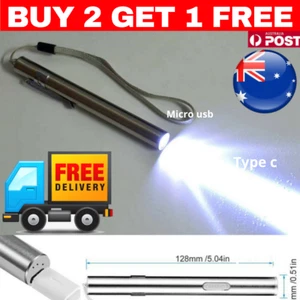 ➡️TACTICAL FLASHLIGHT SMALL LED Torch Light Mini Pen MICRO USB Rechargeable TINY - Picture 1 of 12