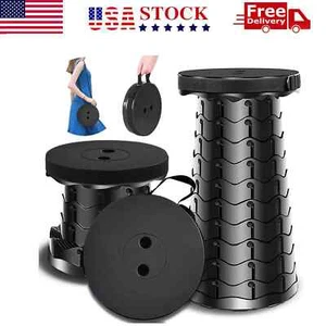 Heavy Duty Portable Telescopic Stool Foldable Camping Hiking Chair - Black - Picture 1 of 7