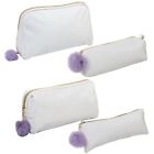 Royal Makeup &Toiletry Bag Cosmetic Travel Wash White Flowers Purple Pom Pom