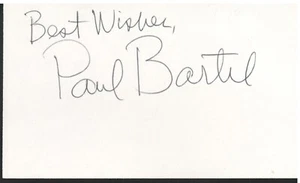 Paul Bartel. D 2000. Actor. Known for Eating Raoul. Signed 5x3 card. COA - Picture 1 of 3
