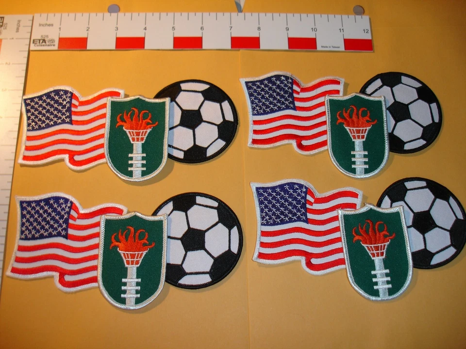 USA Flag with Soccer patch collection 8 total patches - Image 1 of 4
