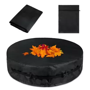 Round Dog Pool Cover Portable Kiddie Pool Cover Black 420D Foldable Swimming ... - Picture 1 of 7