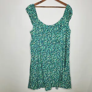 Old Navy Womens Green Floral Sundress Size 4X Scoop Neck Smocked Back Cap Sleeve - Picture 1 of 11