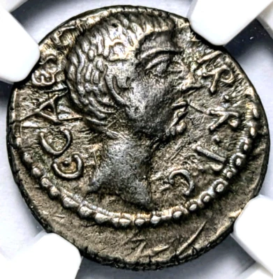 Octavio Augusto Romano Imperatorial NGC Ch VF Plata Denario 41 A.C. Caballo Foto 1 de 4