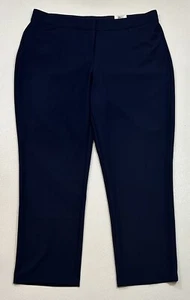 JM Collection Size 18W Navy Blue Tummy Control Curvy Fit Straight Leg Pants NWT - Picture 1 of 13