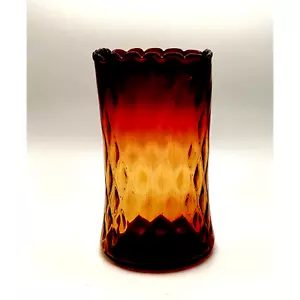 VIKTORIANISCHE AMBERINA 6" SELLERIEVASE - QUADRATISCHES GERÜSCHTES TOP - HANDGEBLASEN - SCHÖN! - Bild 1 von 2
