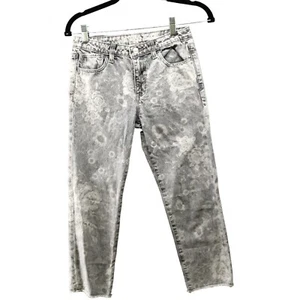 GAP Youth Girls Size 12 Girlfriend Jeans Gray Floral Frayed Hem Adjustable - Picture 1 of 7