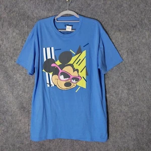 Disney Mickey Mouse T Shirt Large Retro Sunglasses Short Sleeve Crewneck Blue - Picture 1 of 9